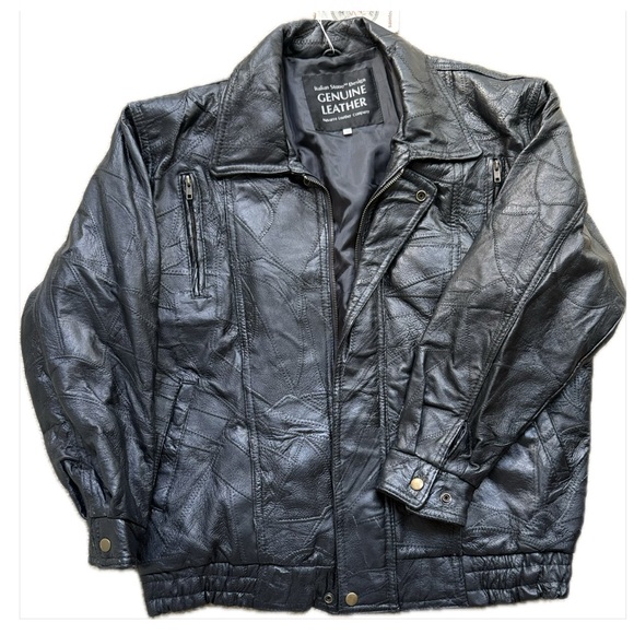 NWOT Men’s Genuine Leather Bomber Black Jacket M – Italian Stone™ Design - Picture 1 of 8